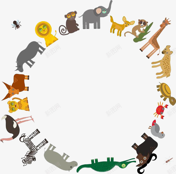 围成圆形的动物群png免抠素材_新图网 https://ixintu.com 动物 动物园 动物王国 动物群 卡通 插画 森林物种 物种 群体 野生