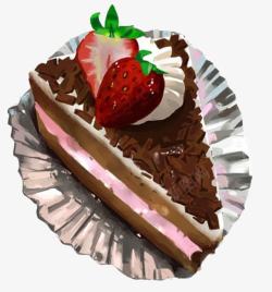 锡纸包裹的巧克力手绘巧克力草莓蛋糕高清图片