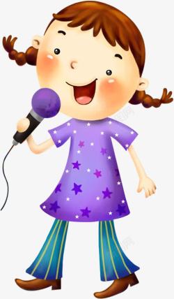 卡通麦霸六一儿童节卡通61女孩唱歌麦霸可爱高清图片