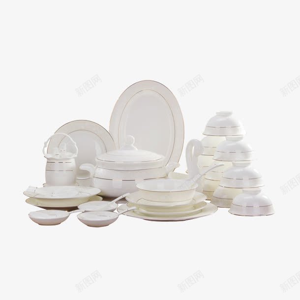 陶瓷餐具套装png免抠素材_新图网 https://ixintu.com 产品实物图 白色 陶瓷 餐具套装 骨瓷