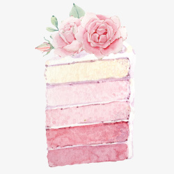 彩虹甜点手绘水彩多层三角蛋糕高清图片