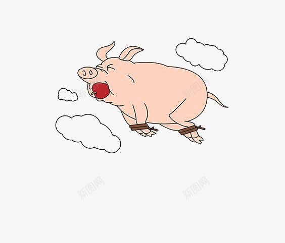 会飞的猪png免抠素材_新图网 https://ixintu.com 卡通小猪 卡通贴画 可爱小猪 小猪免扣PNG 手绘 白色云朵