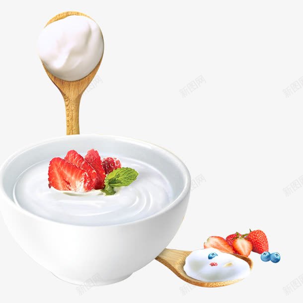 草莓酸奶png免抠素材_新图网 https://ixintu.com 免扣素材 勺子 牛奶素材 草莓酸奶