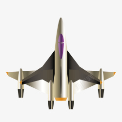 灰色质感喷气式飞机矢量图素材
