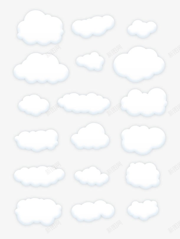白色简单卡通各种云朵专辑png免抠素材_新图网 https://ixintu.com 卡通 各种云朵 白云 白色 简单