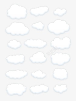 白色简单卡通各种云朵专辑素材