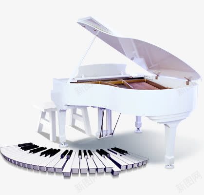 白色钢琴和琴键png免抠素材_新图网 https://ixintu.com 乐器 琴键 白色 钢琴