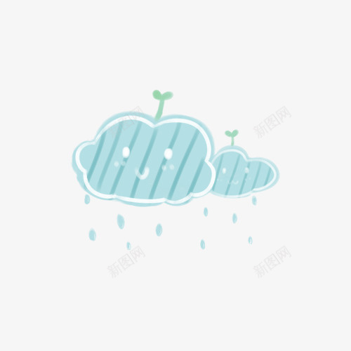 哭泣的云朵png免抠素材_新图网 https://ixintu.com 下雨的云 哭泣的云朵 天气标志 插图 绿豆芽