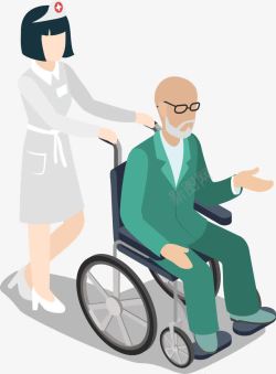 医护人员与老人素材