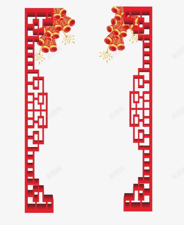 喜庆窗框元素png免抠素材_新图网 https://ixintu.com 元素 免费下载 喜庆 红色 节日
