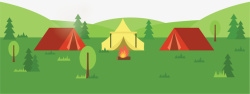 野外露营灯具美丽郊外露营基地矢量图高清图片