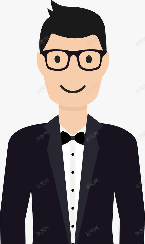 穿西装的卡通人物png免抠素材_新图网 https://ixintu.com 上班族 上班族海报 戴眼镜 男性