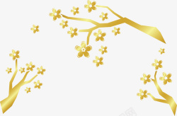 金梅花精致树枝上的金色梅花高清图片