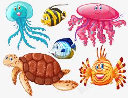 水彩乌龟海底生物高清图片
