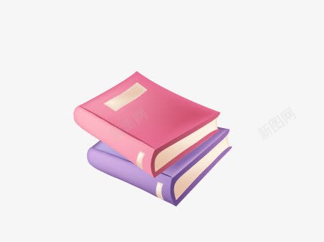 书本png免抠素材_新图网 https://ixintu.com 玫红色书皮紫色书皮叠在一起的书本
