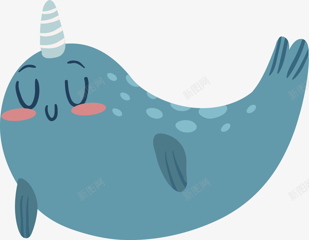 蓝色的海狮png免抠素材_新图网 https://ixintu.com 动物 卡通手绘 尾巴 微笑 海狮 鱼鳍