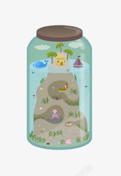 海洋瓶生态瓶里的微观世界高清图片