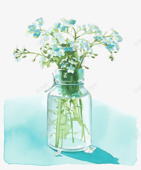 卡通玻璃花瓶花朵png免抠素材_新图网 https://ixintu.com 卡通手绘 玻璃瓶子 白色花卉 花瓶