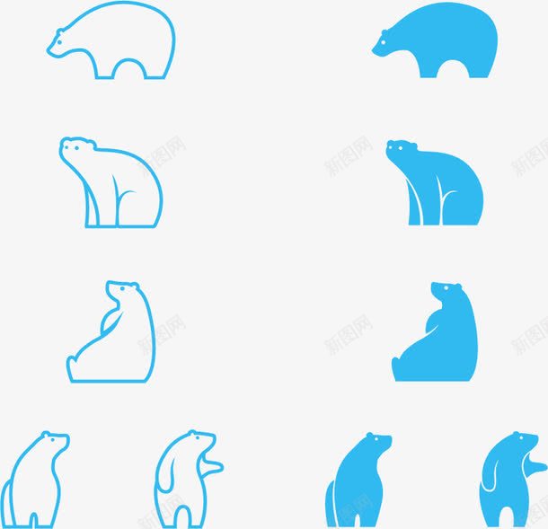 可爱北极熊动物png免抠素材_新图网 https://ixintu.com 动物 北极熊 可爱 各种形态