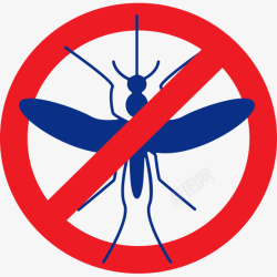 传染疾病简约红色禁止蚊子传染病毒图标设高清图片