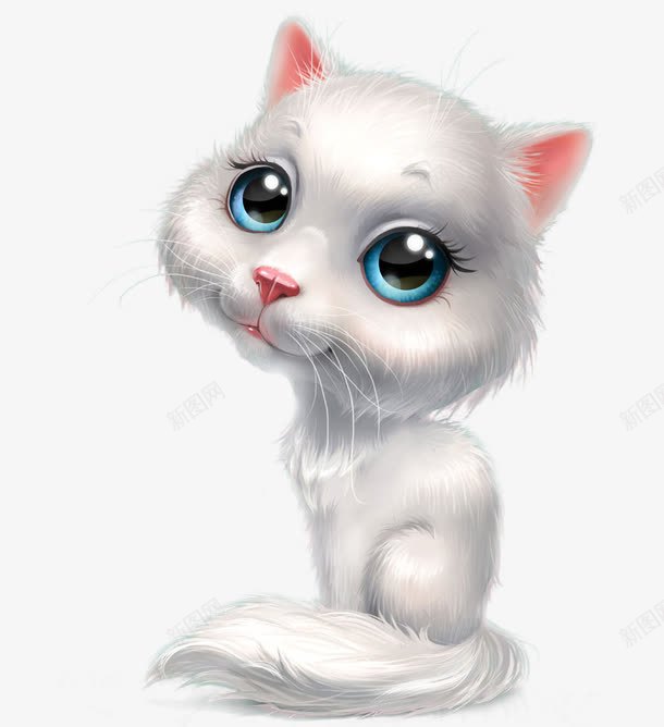 卡通手绘猫咪png免抠素材_新图网 https://ixintu.com 亮晶晶的眼睛 动物 卡通猫咪 可爱 大眼睛 白猫 白色