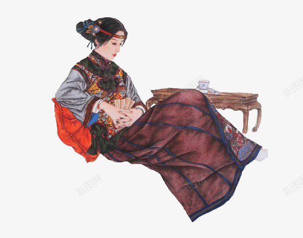 中国古代女子沉思png免抠素材_新图网 https://ixintu.com 中国风 传统 古代 女性