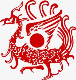 复古龙图腾红色复古元素花纹中国龙图腾高清图片