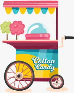 流动棉花糖车卡通唯美手绘糖果车矢量图高清图片