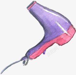 美发用品紫色吹风机矢量图高清图片
