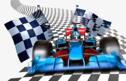 比赛冲刺蓝色F1赛车高清图片