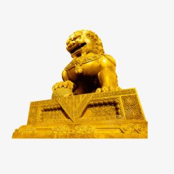 石狮子实物图金色石头狮子高清图片