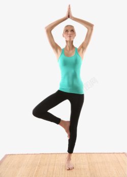 释放压力瑜伽健身的欧美女士高清图片