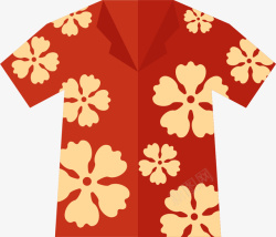 夏威夷衬衫红色花衬衫卡通风格矢量图高清图片
