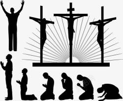 祈祷的人物图片十字架祈祷人物剪影姿势高清图片