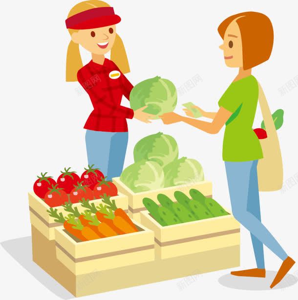 卖菜和买菜的人png免抠素材_新图网 https://ixintu.com 买菜 卖菜 女人 青菜