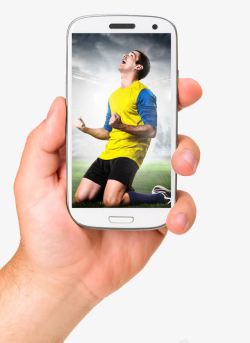 手机足球拿着手机看视频高清图片