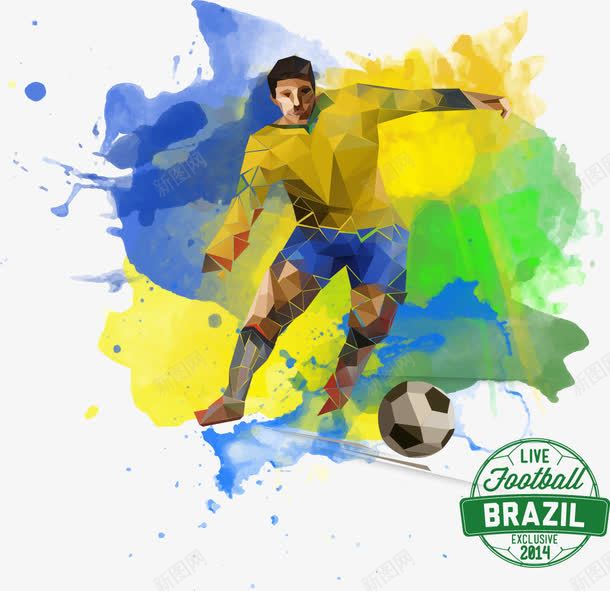 2014巴西世界杯png免抠素材_新图网 https://ixintu.com 创意踢足球 水彩莫足球 炫彩炫酷踢足球