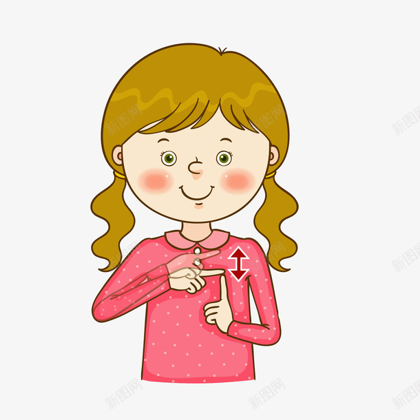 卡通微笑女孩图png免抠素材_新图网 https://ixintu.com 人物画 卡通 哑语 图案 女孩 微笑的 手语 插图 辫子