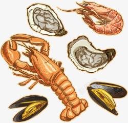 印尼花龙虾海鲜食物矢量图高清图片