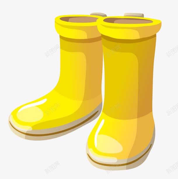 卡通儿童雨鞋png免抠素材_新图网 https://ixintu.com 儿童 卡通 雨鞋 靴子 鞋子 黄色