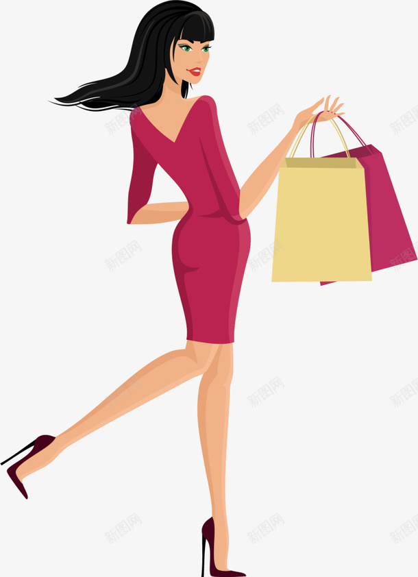 618购物节购物的女人png免抠素材_新图网 https://ixintu.com 618购物节 开心 提着手提袋 美丽女人 购物的女人 长发飘飘