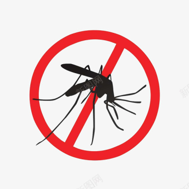 圆形简约红色禁止蚊子传染疾病图图标图标