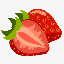 两个切开的草莓红色的切开的草莓高清图片