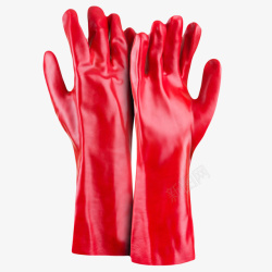 模压红色防污染发亮的手套实物高清图片