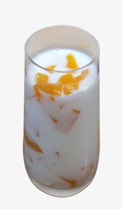 夏日黄桃玻璃杯中的黄桃酸奶高清图片