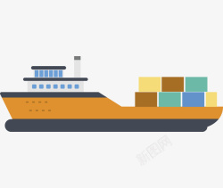 卡通货船橘色卡通货船和货物高清图片