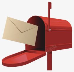 邮寄思念打开的红色信箱高清图片