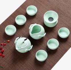 青瓷茶具青瓷茶具套装茶杯茶壶高清图片