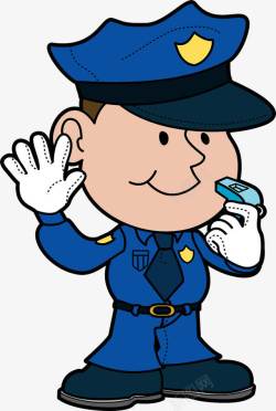 吹哨子戴蓝色帽子的交通指挥警察高清图片
