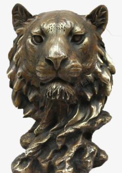 动物雕像狮子头雕塑铜制高清图片